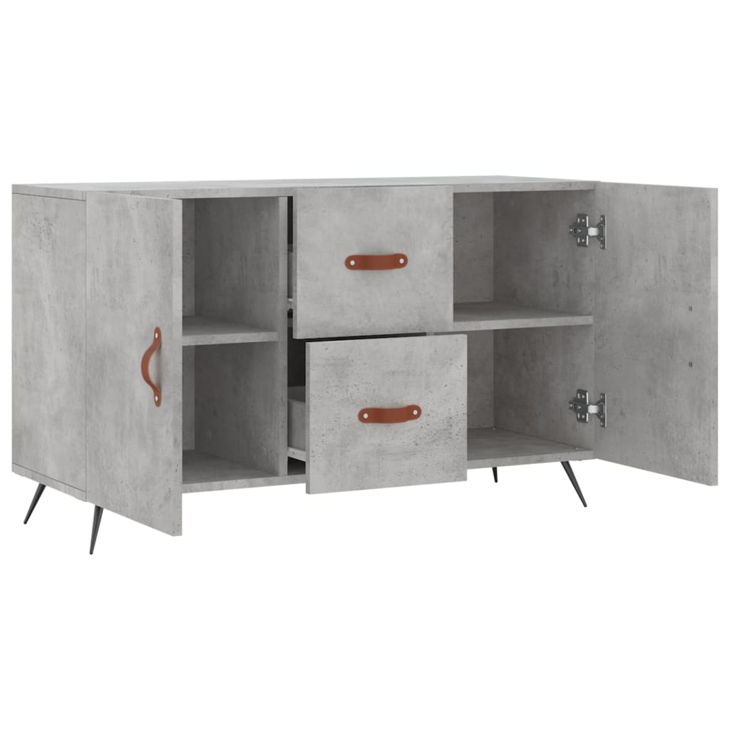 Sideboard with doors and drawers open