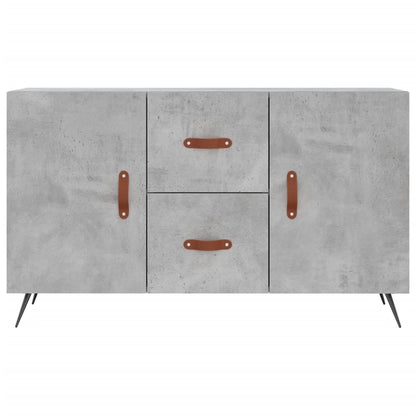 Grey engineered wood sideboard with brown handles