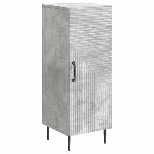 Concrete grey sideboard with a textured door and black metal legs
