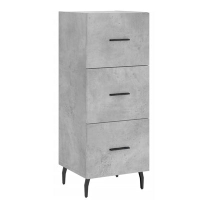 The concrete grey sideboard with three drawers and black legs