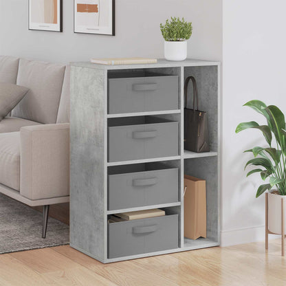 vidaXL Sideboard Concrete Grey buffets and sideboards with four grey fabric drawers and two open shelves