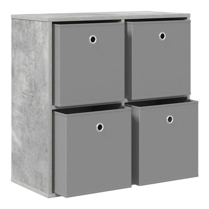 The sideboard with two grey fabric storage boxes pulled out