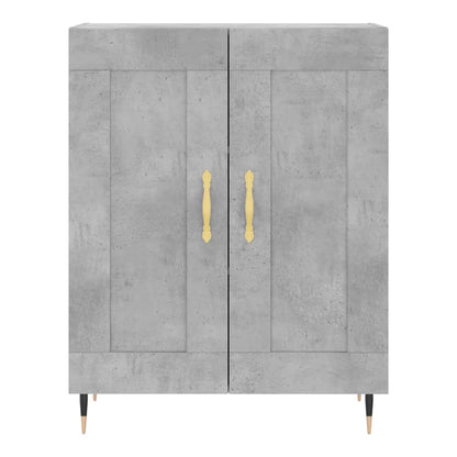 Front view of the concrete grey sideboard with closed doors