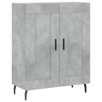 The grey sideboard with two doors and black metal legs viewed from a high angle
