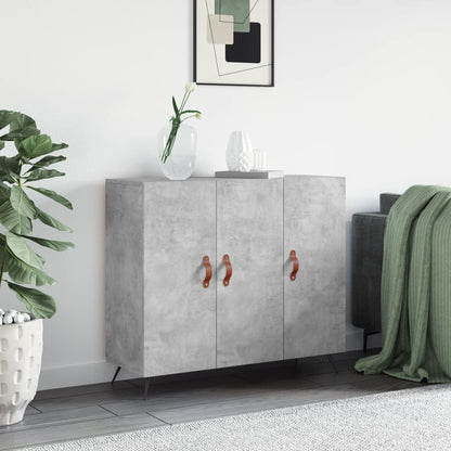 vidaXL Sideboard Concrete Grey Engineered Wood in a living room setting with a plant and a green throw