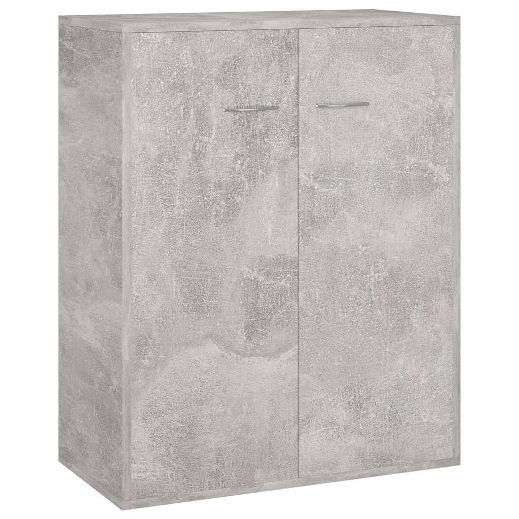 The concrete grey sideboard with two doors and silver handles