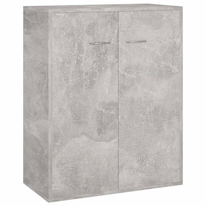 The concrete grey sideboard with two doors and silver handles