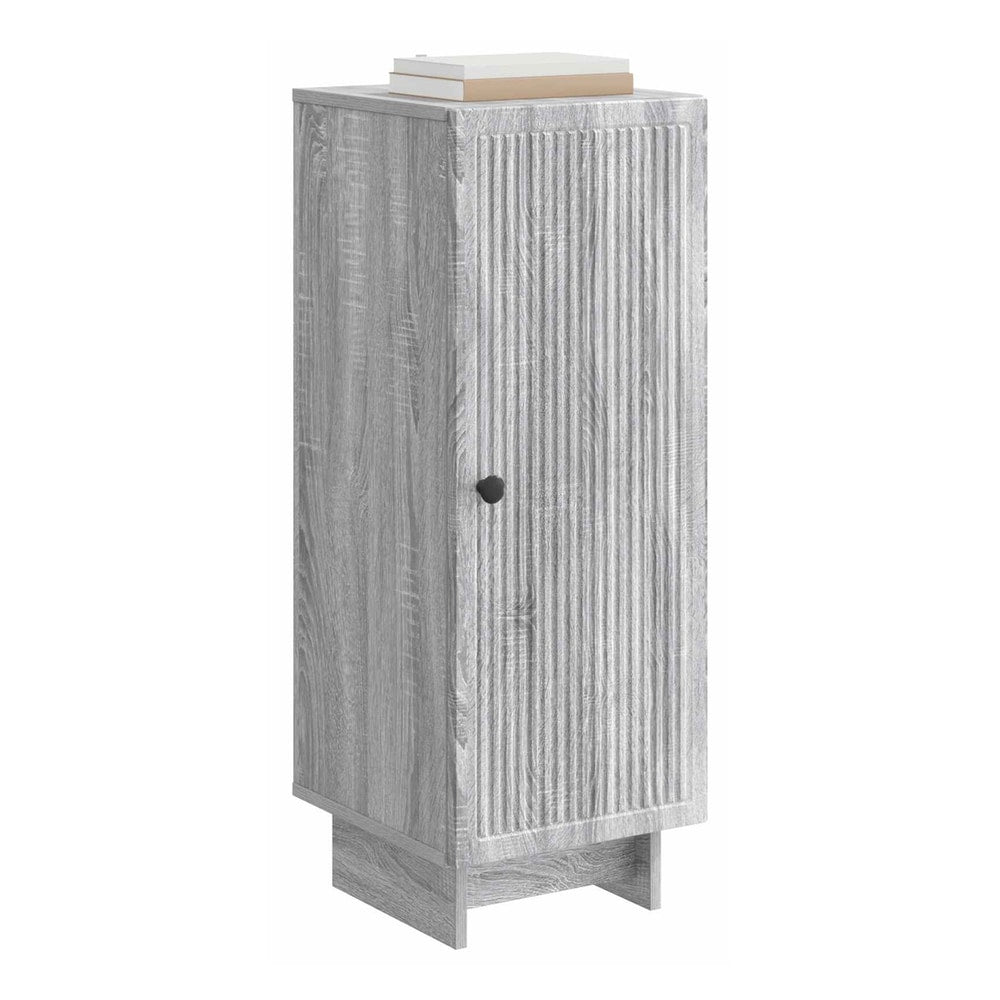 the tall grey sideboard with a book on top