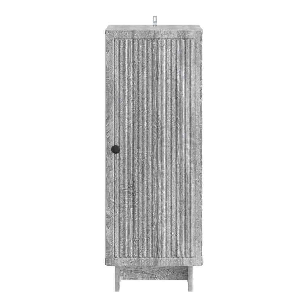 the grey sideboard with a closed door