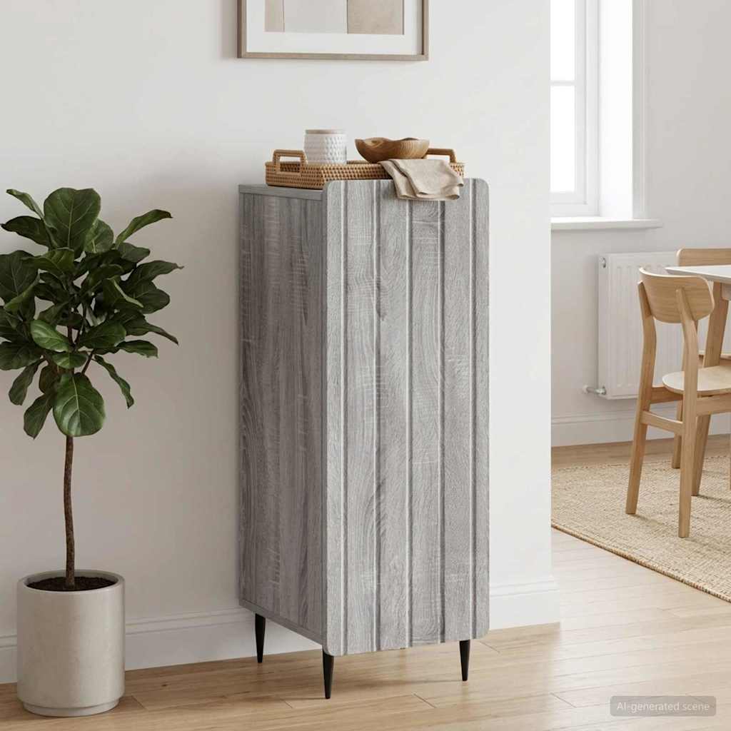 vidaXL Sideboard Grey Sonoma Engineered Wood standing in a room with a plant