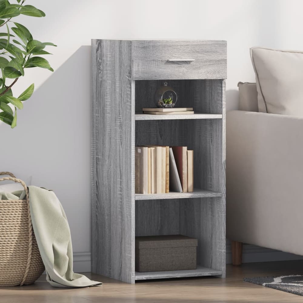 vidaXL Sideboard Grey Sonoma Engineered Wood with one drawer and three open shelves