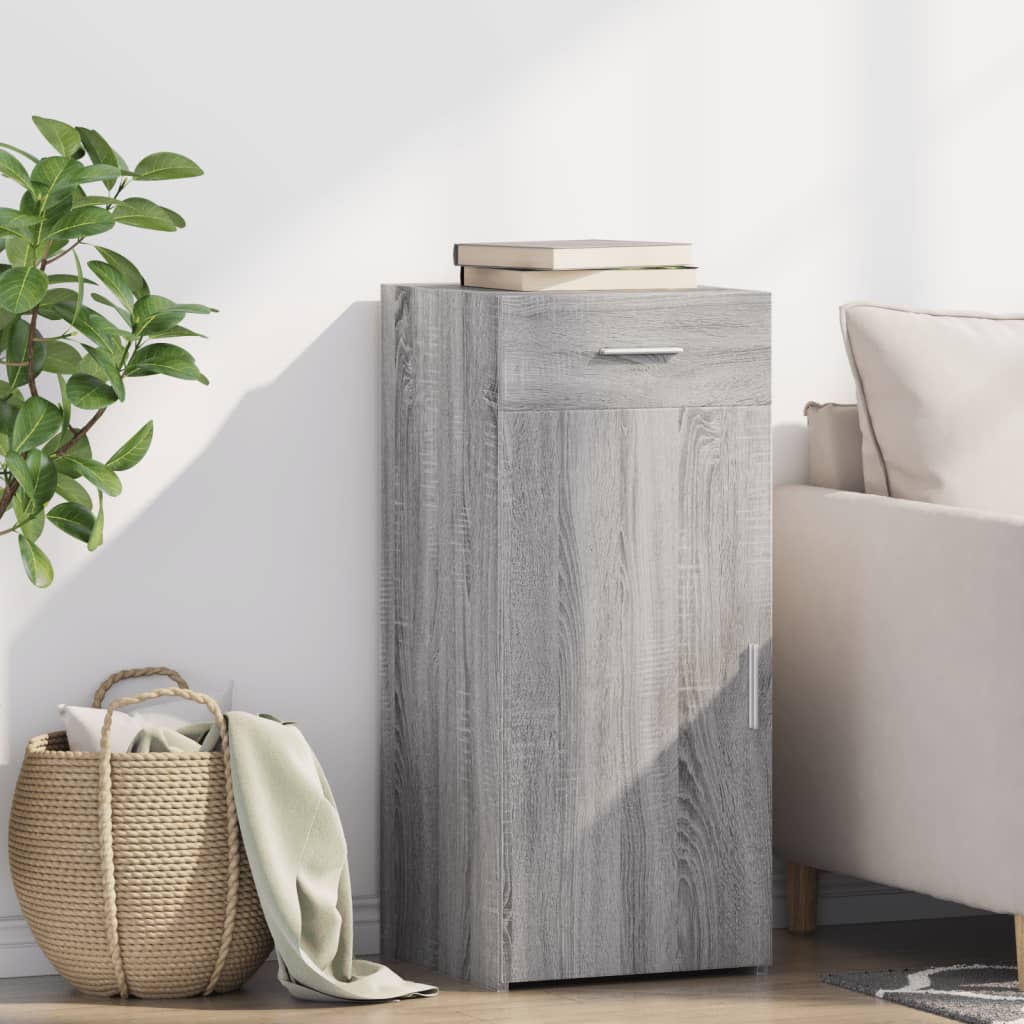 vidaXL Sideboard Grey Sonoma Engineered Wood in a living room setting next to a sofa
