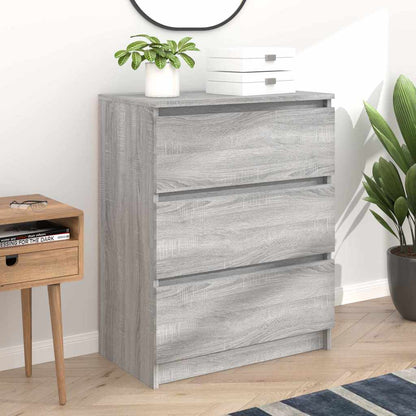 Sideboard Grey Sonoma Engineered Wood placed in a bright living room with a plant and white boxes