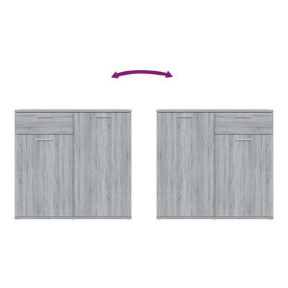 Two grey Sonoma sideboards side by side, showing different door configurations