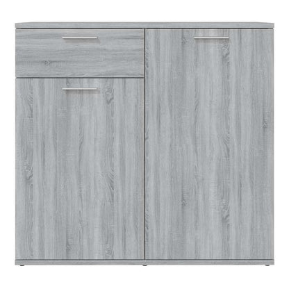 Close-up of the grey Sonoma sideboard showing wood grain texture