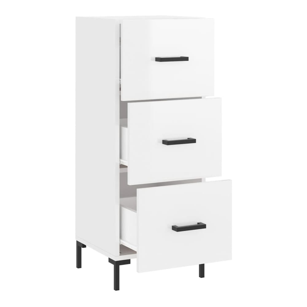 The white sideboard with all three drawers open