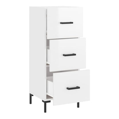 The white sideboard with all three drawers open