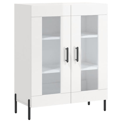 white high gloss sideboard with black legs and handles