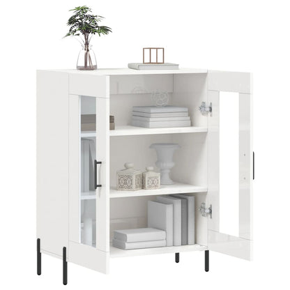 open white sideboard showing shelves and items on display