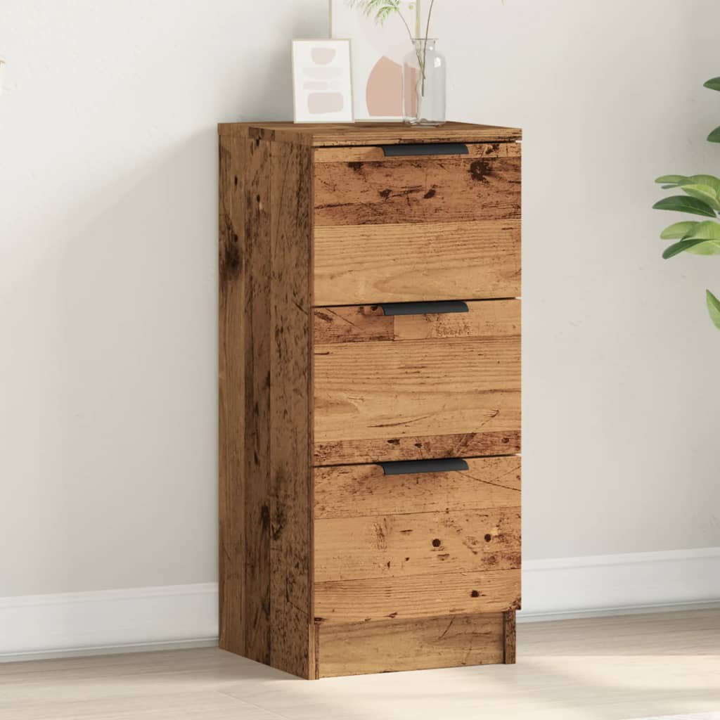 vidaXL Sideboard Old Wood Engineered Wood with three drawers and a rustic finish