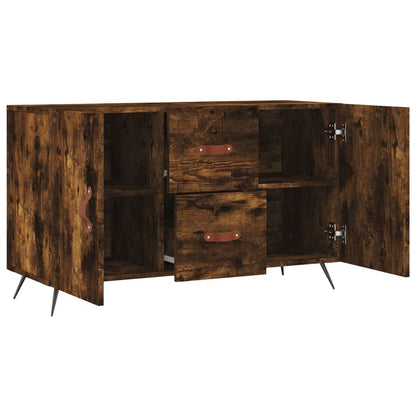 The sideboard with doors and drawers open revealing the interior storage compartments