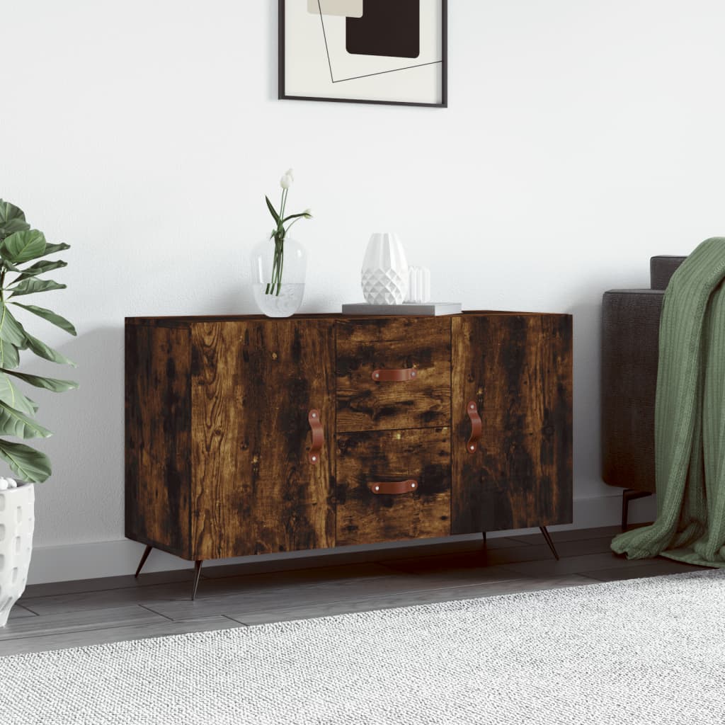vidaXL Sideboard Smoked Oak Engineered Wood placed in a modern living room setting