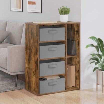 vidaXL Sideboard Smoked Oak placed in a living room next to a sofa with a plant on top