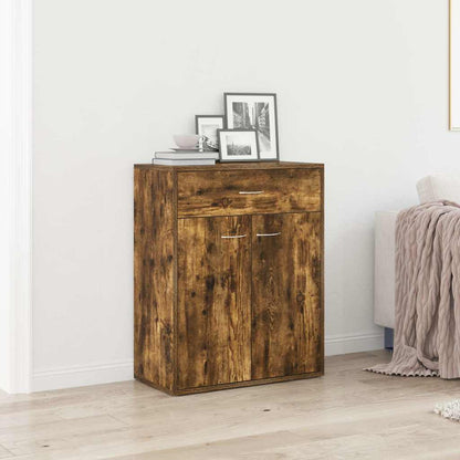 vidaXL Sideboard Smoked Oak Engineered Wood with a drawer and two doors in a room