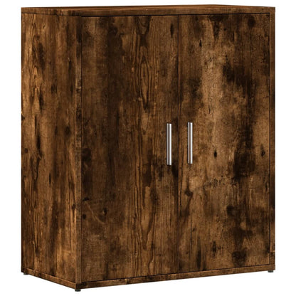 Smoked oak engineered wood sideboard with a rustic wood grain effect