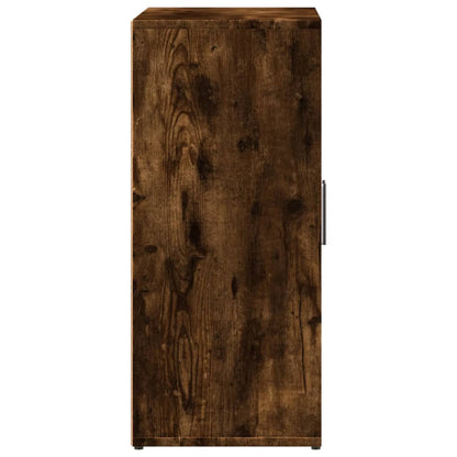 Side view of the smoked oak engineered wood sideboard