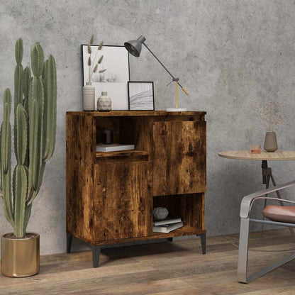 vidaXL Sideboard Smoked Oak Engineered Wood in a room setting with a plant and lamp