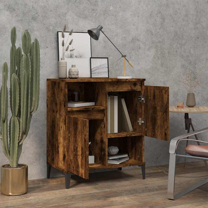 the sideboard with one door open showing books and shelves