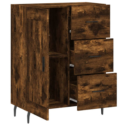 The sideboard with the door and all three drawers pulled out to reveal empty shelves