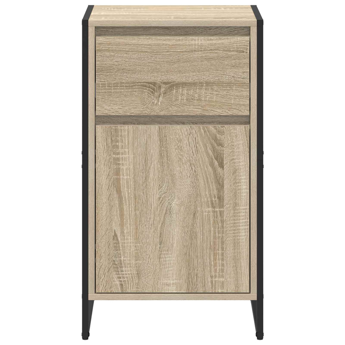 A closed sideboard with a drawer and cupboard in a light wood effect