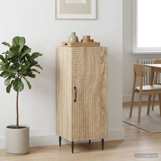vidaXL Sideboard Sonoma Oak Engineered Wood standing in a bright living room next to a green plant