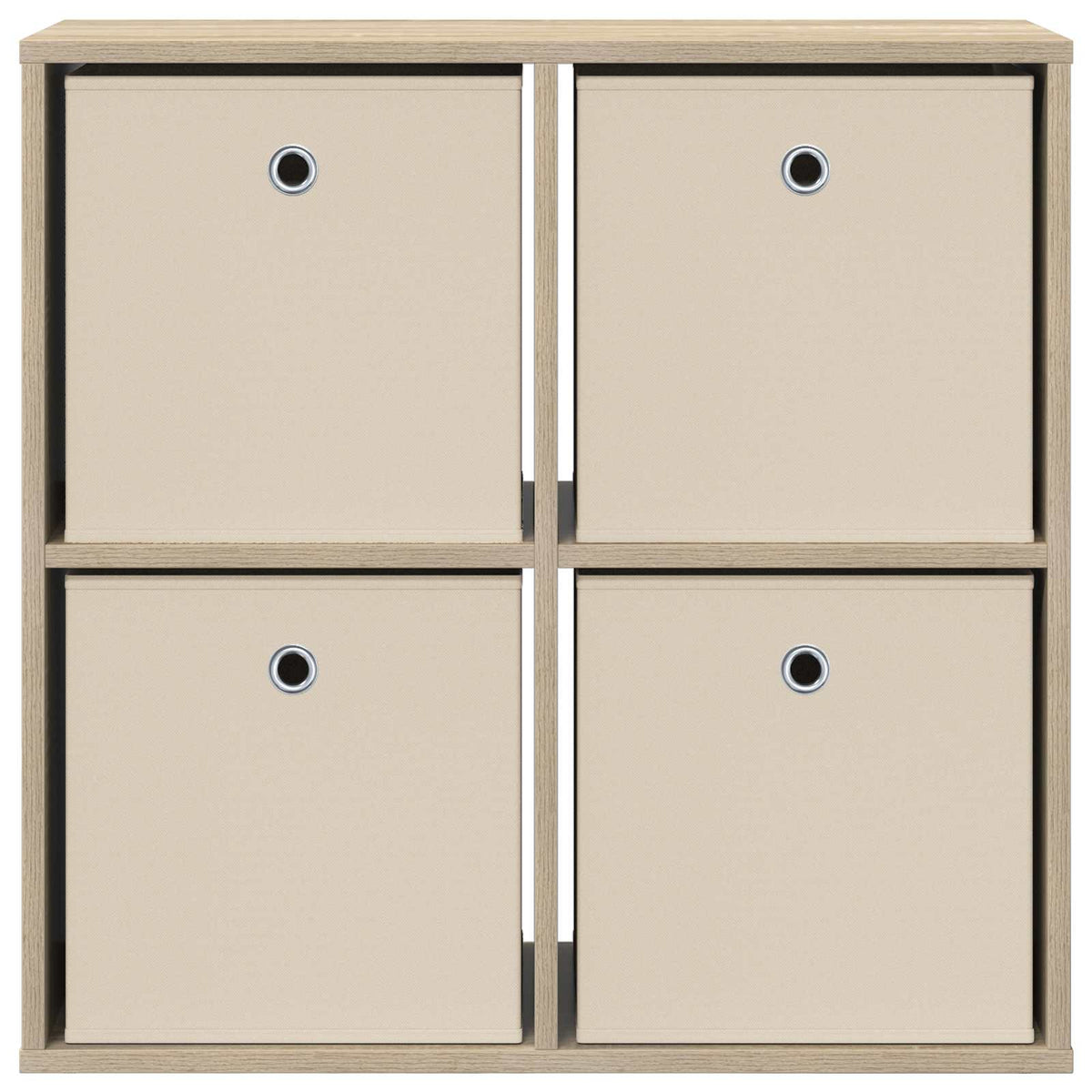 The four drawer sideboard with beige fabric boxes