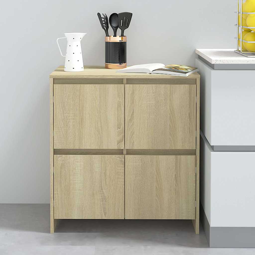 vidaXL Sideboard Sonoma Oak Engineered Wood with four doors and a shelf inside