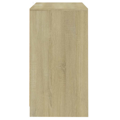 Side view of the light wood grain sideboard