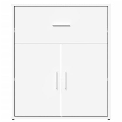 A white sideboard with a drawer and two doors, presented squarely