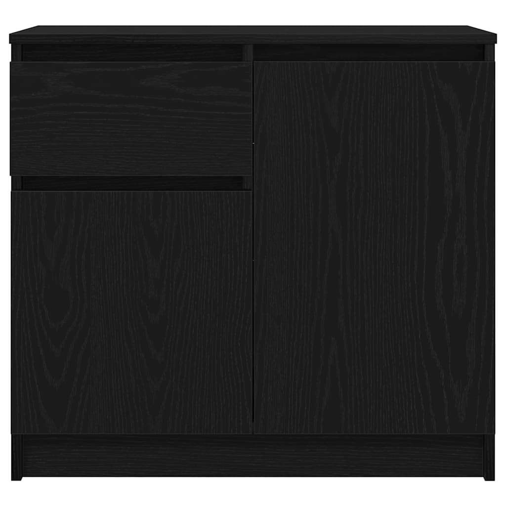 The black sideboard viewed directly from the front against a white background