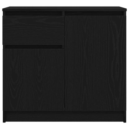 The black sideboard viewed directly from the front against a white background