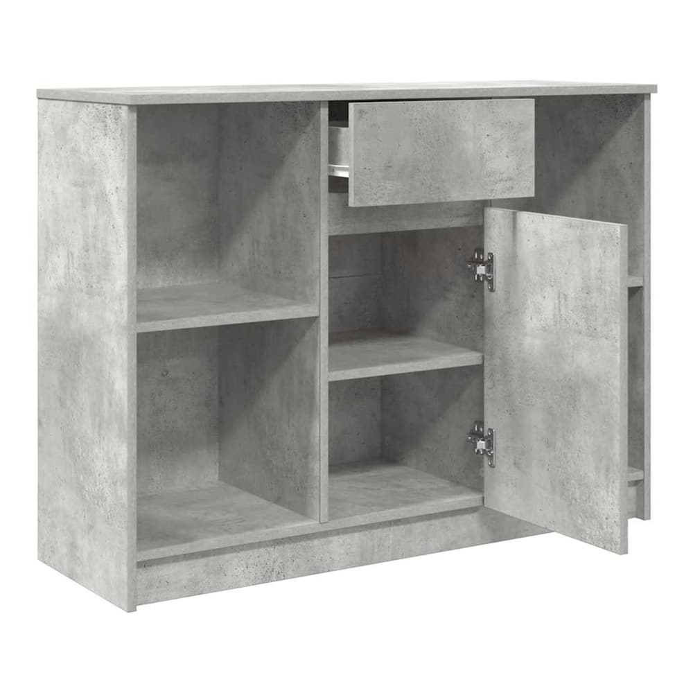 the sideboard with drawer, with the drawer and a cupboard door open