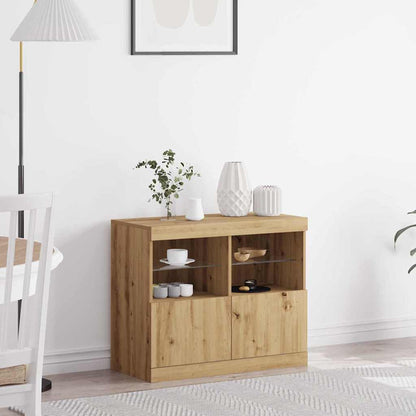 Sideboard with LED Lights 81x37x67 cm Artisan oak