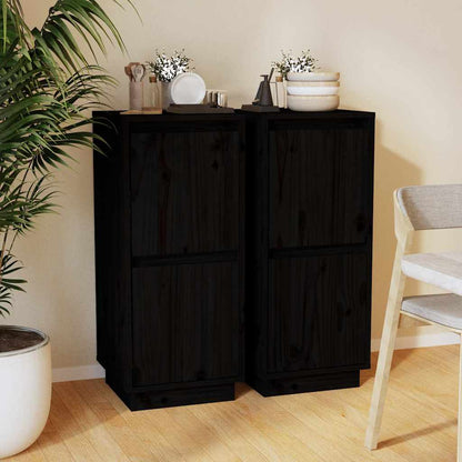 Sideboards 31,5x34x75 cm Solid Wood Pine Black 2