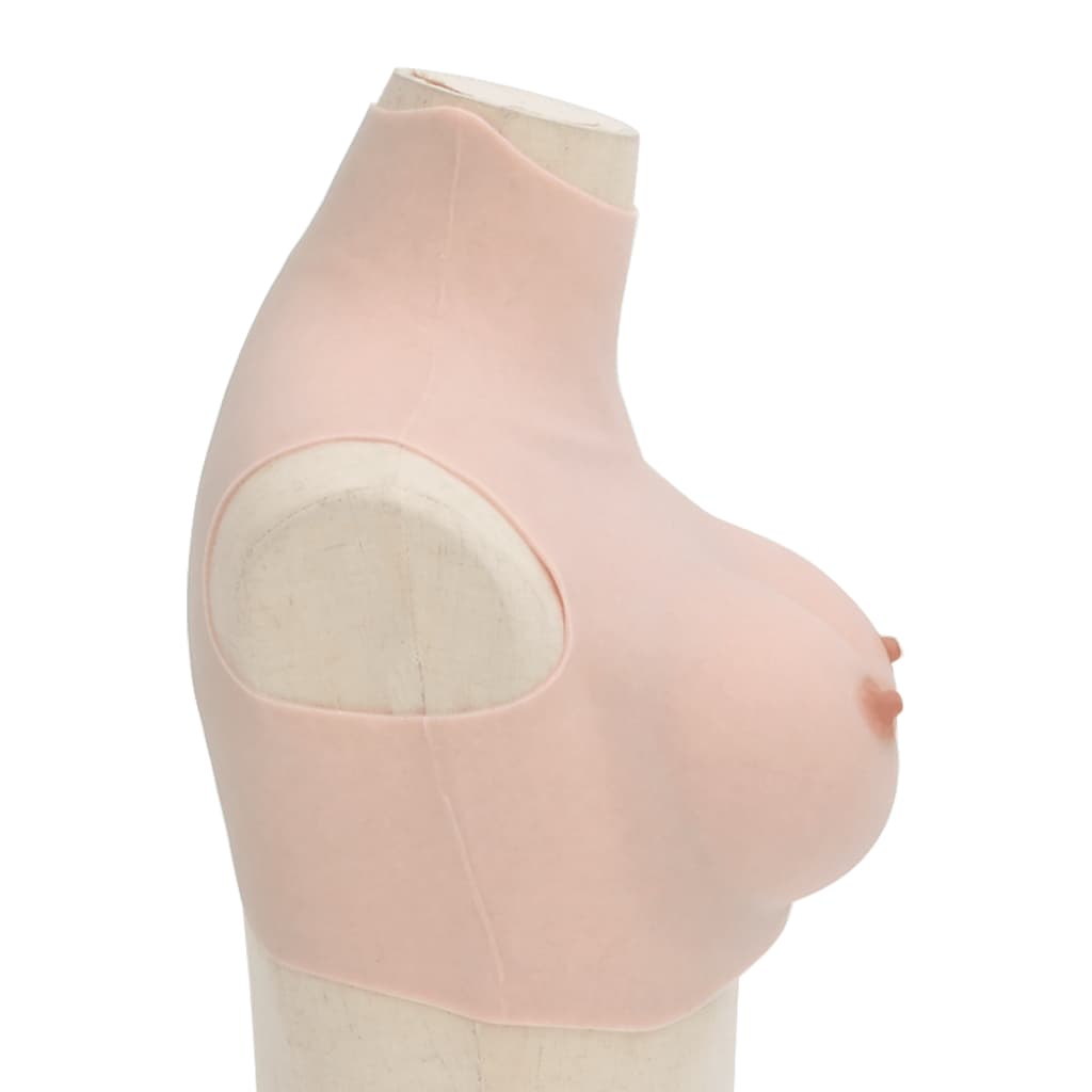 the silicone breastplate worn on a mannequin torso from the side