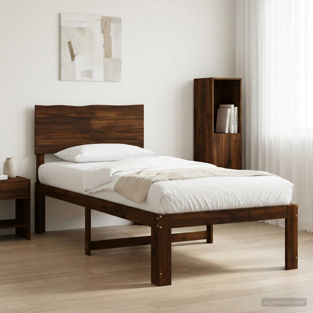 vidaXL Single Bed Frame with Headboard ROSTOCK Dark Brown 80 x 200 cm 1