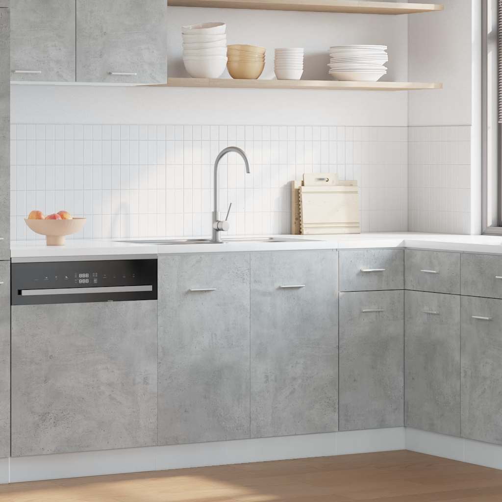 vidaXL Sink Bottom Cabinet "Lyon" Concrete Grey in a modern kitchen setting with a sink and tap installed