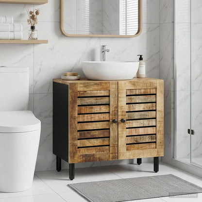 vidaXL Sink cabinet Brown and Black 62 x 33 x 58 cm Solid Mango Wood 1