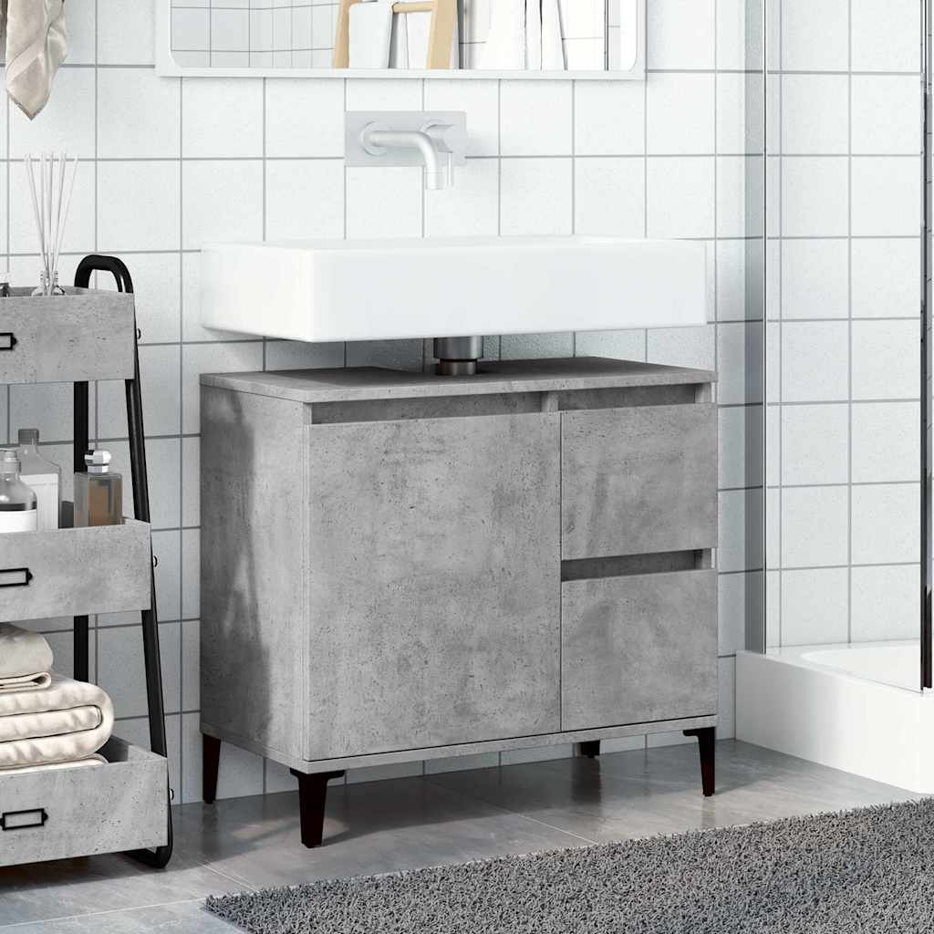 The sink cabinet installed in a bathroom with a white basin and tap above