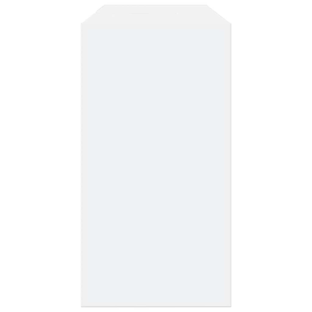 The flat white door panel of the sink cabinet viewed from the front